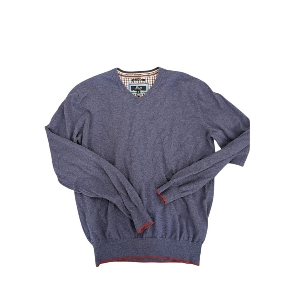 Bass Cashmere Blend V-Neck Sweater  Cotton Cashmere Casual Pullover Purple M